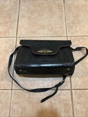 Vintage Leather Bag with Brass Turn-Lock
